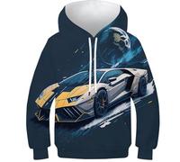 NEAFP Vielseitiger Kinder Sweatshirt Sportwagen Mit 3D Druck - Modischer Kinder Hoodie, Perfekter Kinder Pullover Für Den Täglichen Gebrauch