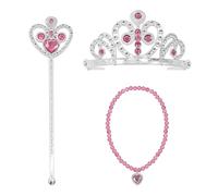 NebulaGlam Prinzessin Verkleiden Zauberstab Mädchen Stock Krone Halskette Prinzessin Tiara Set Prinzessin Schmuck Set Krone von Faschingskostueme Kinder (Rosa)