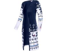 Nebulus Damen Jacke NOORS, warme Strickjacke, Strickmantel im Norweger-Style, Navy-weiß - L/40