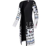 Nebulus Damen Jacke NOORS, warme Strickjacke, Strickmantel im Norweger-Style, schwarz-weiß - XXL/44