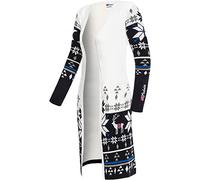 Nebulus Damen Jacke NOORS, warme Strickjacke, Strickmantel im Norweger-Style, weiß-schwarz - XL/42