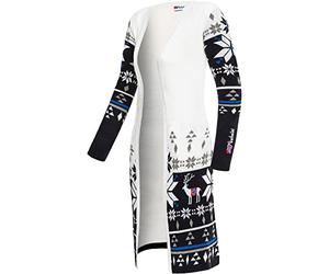 Nebulus Damen Jacke NOORS, warme Strickjacke, Strickmantel im Norweger-Style, weiß-schwarz - XXL/44