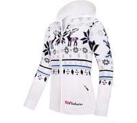 Nebulus Damen Jacke NORMAX, mit Kapuze, schicker Pullover im Norweger-Style (M, Weiß)