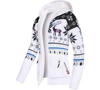 Nebulus Damen Jacke NORON, mit Kapuze, schicker Pullover im Norweger-Style (XL/42, Offwhite-schwarz)