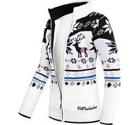 Nebulus Damen Norweger Strickjacke SVERRE, gefütterte Jacke, mit Reißverschluss, Offwhite-schwar - S/36