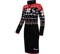 Nebulus Damen Norweger Strickkleid HIGH, Knielang, vielseitig, schwarz-rot - XXL/44