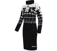 Nebulus Damen Norweger Strickkleid HIGH, Knielang, vielseitig, schwarz-weiß - XL/42