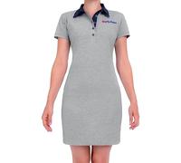 Nebulus Damen Polokleid Adela, luftiges Sommerkleid, leichtes Frühlingskleid, grau-Navy - M/38