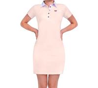 Nebulus Damen Polokleid Adela, luftiges Sommerkleid, leichtes Frühlingskleid, rosa-weiß - L/40