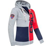 Nebulus Damen Sweatjacke NEBSTER, Jacke, praktische Kapuzenjacke, Navy-rot-grau - M/38