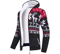 Nebulus Herren Jacke NORON, mit Kapuze, schicker Pullover im Norweger-Style (M, Schwarz-rot)