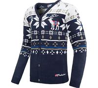 Nebulus Herren Norweger Strick Cardigan Scape, Norwegerjacke, vielseitig, Navy - 3XL