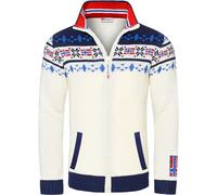 Nebulus Herren Norweger Strickjacke Canadian, gefütterte Jacke, mit Reißverschluss, Offwhite-Navy - XXL