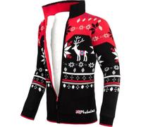 Nebulus Herren Norweger Strickjacke SVERRE, gefütterte Jacke, mit Reißverschluss, schwarz-rot - L