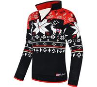 Nebulus Herren Strickpullover Fria, gefütterte Jacke, warm und flauschig, schwarz-rot - XL