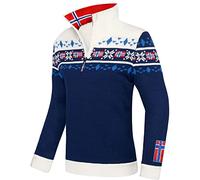 Nebulus Herren Strickpullover Steen, gefütterte Jacke, warm und flauschig, Navy-Offwhite - XL