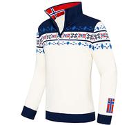 Nebulus Herren Strickpullover Steen, gefütterte Jacke, warm und flauschig, Offwhite-Navy - XXL