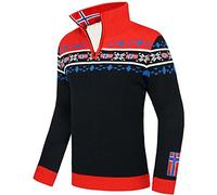 Nebulus Herren Strickpullover Steen, gefütterte Jacke, warm und flauschig, schwarz-rot - L