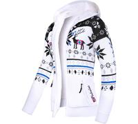 Nebulus Damen Jacke NORON, mit Kapuze, schicker Pullover im Norweger-Style (L/40, Offwhite-schwarz)