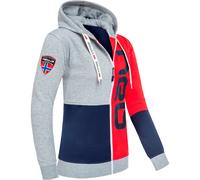 Nebulus Damen Sweatjacke NEBSTER, Jacke, praktische Kapuzenjacke, Navy-rot-grau - M/38