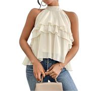 Neckholder Top Damen Basic Rückenfreies Sommertop Curvy Bauchfreie Sexy Bikini Neckholder Sommer Pailletten Bauchfrei Elegant Integriert Stockholm Style Gym Halter Top Khaki S