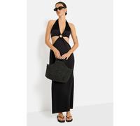 Neckholderkleid LSCN BY LASCANA, Damen, Gr. 42, N-Gr, schwarz, Jersey, Obermaterial: 47% Baumwolle, 47% Modal, 5% Elasthan, 1% sonstige Fasern, unifarben, figurbetont lang, tiefer V-Ausschnitt, Kleide