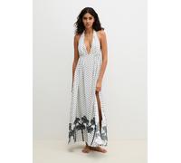 Neckholderkleid MARC O'POLO, Damen, Gr. L, N-Gr, weißer palm, Obermaterial: 100% Viskose, lang, Neckholder, Kleider, mit Allover-Print (26519610-L) weißer palm