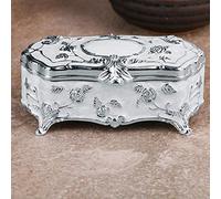 Neckip Vintage Schmuckschatulle Kleine Größe Schmuckschatulle Mode Weiß Emaille Zink-Legierung Metall Schmuckschatulle Mit Geschnitzten Blumen Für Stäbchen Lagerung