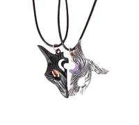 Necklaces Halskette Ketten Schmuck Herren Frauen Anhänger Necklace Vintage Kindred Spirit Wolf Anhänger Freundschaft Paare Halskette