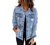 Necooer Blue Jeansjacken Für Damen Mode Boyfriend Washed Denim Jean Coat Jacket Outwear