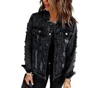 Necooer Langarm-Jeansjacke Kurz Geschnitten Mit Fransen Für Damen Authentics