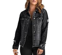 Necooer Langarm-Jeansjacke Kurz Geschnittene Jeansjacke Mit Fransen Für Damen Authentics Jeansjacke
