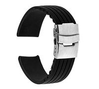 NedLoN Armband 17mm 18mm 19mm 20mm 21mm 22mm 23mm 24mm Universal Silikon Kautschuk Uhrenarmband Edelstahl Schnalle Uhrenarmband Harzarmband S0061 für Männer und Frauen