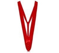 Neer Herren String Mankini Lustige Borat Tanga Schwimmen Unterwäsche Weihnachten V Form Badeanzug(Rot,1 Stück)