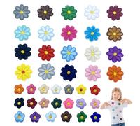 NEERIX 40 Stück Patches zum Aufbügeln,Patches Klett,Flicken zum Aufbügeln,Gänseblümchen Flicken Zum,Klett Bestickte Blumen Aufnäher Bügelbilder Für Hut Jeans Jacken Rucksäcke,DIY-Zubehör