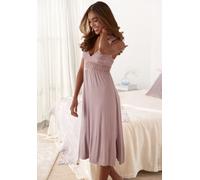 Negligé LASCANA Gr. 32/34, N-Gr, lila (mauve) Damen Kleider Negligés mit Spitzendetails (85529817-32)