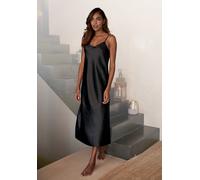 Negligé LASCANA, Damen, Gr. 34, N-Gr, schwarz, Satin, Obermaterial: 95% Polyester, 5% Elasthan, unifarben, figurumspielend ca. Mitte Wade, V-Ausschnitt, Kleider Negligé, in Midi-Länge (69232404-34) sc