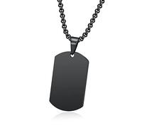 NEHZUS Herren Edelstahl Doppel Dog Tag Anhänger Halskette Personalisierte Gravur Halsketten für Ihn (schwarzer Enrgave)
