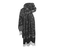 Nella-Mode Edler & Eleganter Schal, Stola; - Florales & Paisley-Muster; Anthrazit/Silber