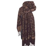 Nella-Mode Edler & Eleganter Schal, Stola; - Florales & Paisley-Muster, Dunkelbraun