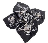 Nella-Mode Hochwertiges SEIDENTUCH in elegantem Design, Hauptfarben: Schwarz Silber Tuch aus 100% Seide, 85x85 cm, Handrolliert