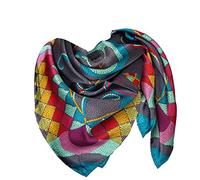 Nella-Mode Schickes Hochwertiges SEIDENTUCH in kräftigen Farben auf anthrazitfarbenen Grund in frischem aussergewöhnlichem Design, Tuch aus 100% Seide, 85x85 cm, Handrolliert
