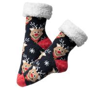 NELLEN 1 Paar Damen Kuschelsocken Weihnachtssocken Größe 36-41 warme Socken Hüttensocken Wintersocken Haussocken mit Anti Rutsch Noppen 36-41-Style 2