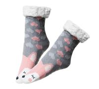 NELLEN 1 Paar Damen Kuschelsocken Weihnachtssocken Größe 36-41 warme Socken Hüttensocken Wintersocken Haussocken mit Anti Rutsch Noppen 36-41-Style 11