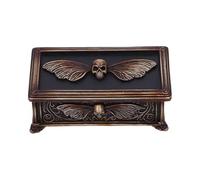 Nemesis Now Schmuckkästchen mit Totenkopf-Motiv und Motten-Design, antikes Bronze-Finish, Gothic-Harz-Schmuckkästchen für Heimdekoration