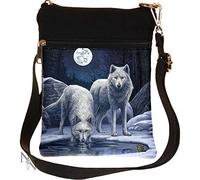 Nemesis Now Schultertasche „Warriors of Winter“ von Lisa Parker, 23 cm, Schwarz, Kunstleder und Leinen, Einheitsgröße