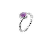Nenalina Damen Ring Silberring besetzt mit 6 mm violetten Amethyst Edelstein, handgearbeitet aus 925 Sterling Silber, Gr. 56-212999-015-56