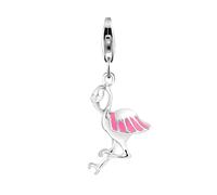 Nenalina Flamingo Karabiner Charm Anhänger für Bettelarmband aus 925 Sterling Silber 714050-001