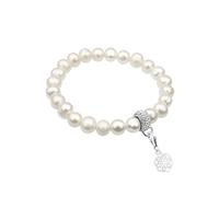 Nenalina Charmträger Armband aus Süßwasserperlen mit Blume des Lebens Charm Anhänger in 925 Sterling Silber CS1-3218-000