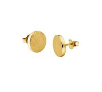 Nenalina Silber Damen-Ohrringe Ohrstecker vergoldet flach rund gebürstet 8 mm für Frauen und Mädchen, 925 Sterling Silber, Ohrstecker für Damen, Kreis Ohrstecker gold, 324403-500